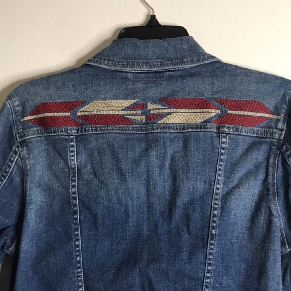 Levis Denim Jacket Embroidered back  Blue Trucker size large y2k